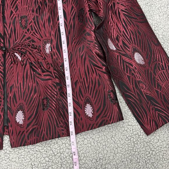 Dragon Silk Jacket Coat Womens Size XL Shanghai China Dark Red Black Vintage - Picture 8 of 16